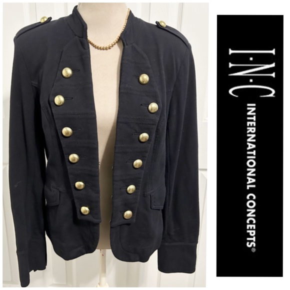 INC International Concepts Jackets & Blazers - INC Internal Concepts, Black With Gold Embellished Buttons Jacket